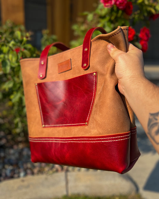 Classic Tote - Crazy Horse Brown & Red